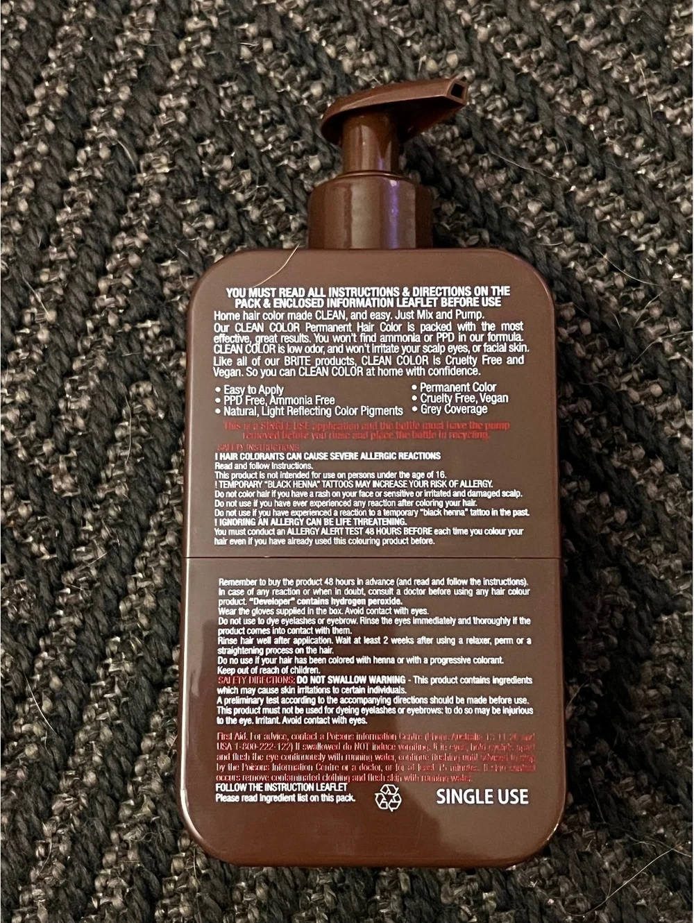 BRITE Clean Color Dark Brown Permanent Hair Color Vegan Ammonia PPD Paraben Free